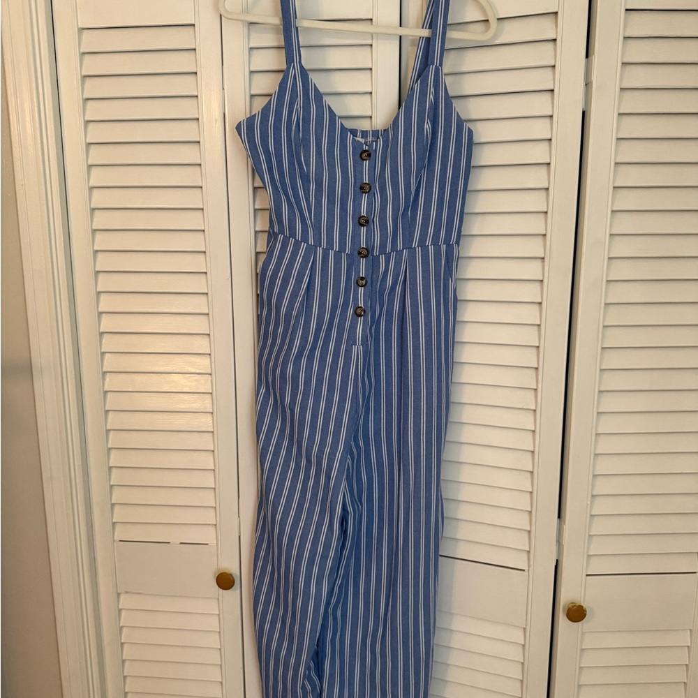 Karlie Blue Striped Jumpsuit